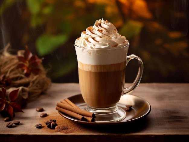 Caffee latte with whipped cream