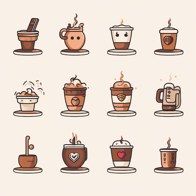 Caffeine Connections verkent de populaire social media-iconen in Coffee Bean en Mocca 2D Vector St