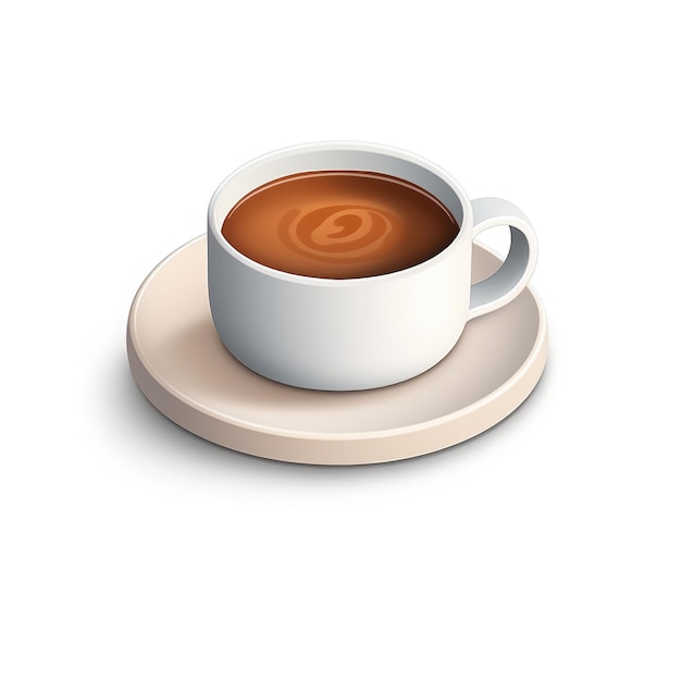 Caffeine Elevation 3D Isometric Coffee Icon in Realistic Style