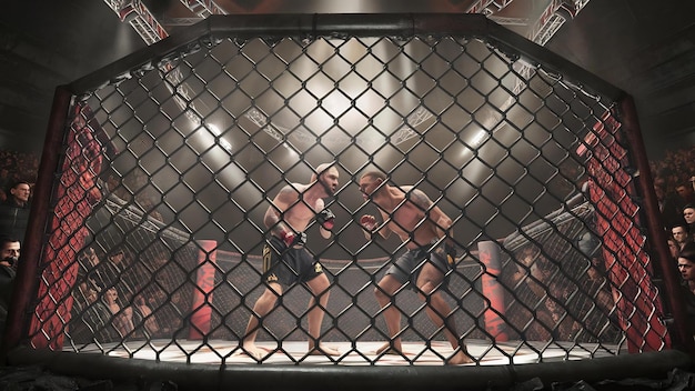 Cage arena boksen octagon voor gevechten en gevechten zonder regels gemengde vechtkunsten mma