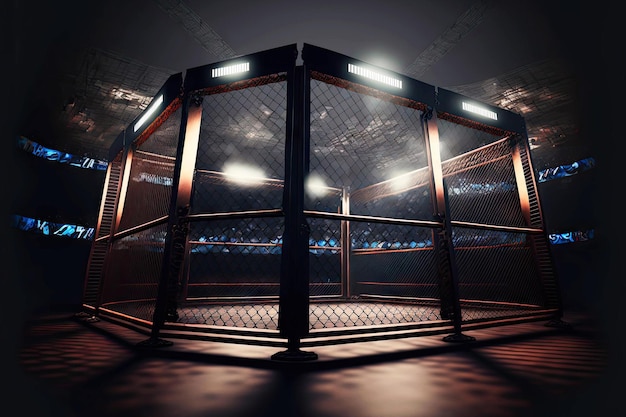 Foto cage arena boxe ottagono per combattimenti e combattimenti senza regole arti marziali miste mma