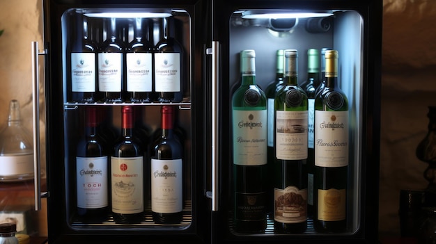 Photo cagliari sardinia a tempered fridge showcasing exceptional sardinian wines like terre brune and tu