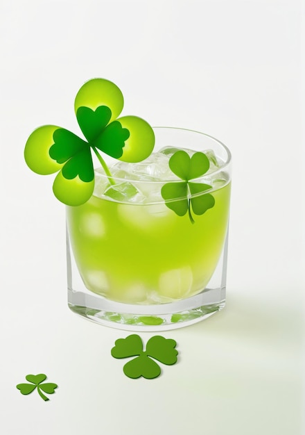 Caipirinha met een Shamrock geïsoleerd op een witte achtergrond