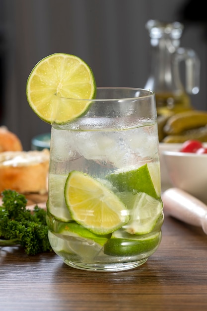 Caipirinha, typical Brazilian cocktail made with lemon