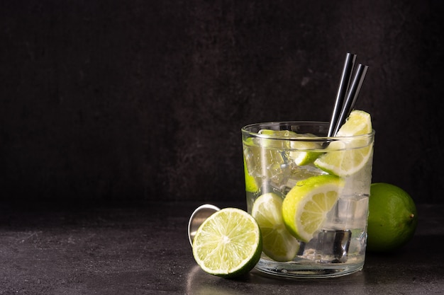 Caipiroska cocktail with lime