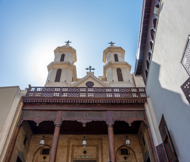 Cairo, Egypt - April 13, 2021 - the famous Coptic Hanging Church (St. Virgin Mary's) in Coptic Cairo