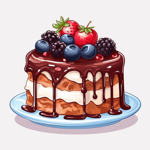Cake 2d cartoon vector illustration on white background hi
