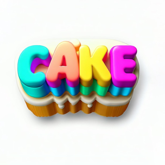 Photo cake 3d text effect