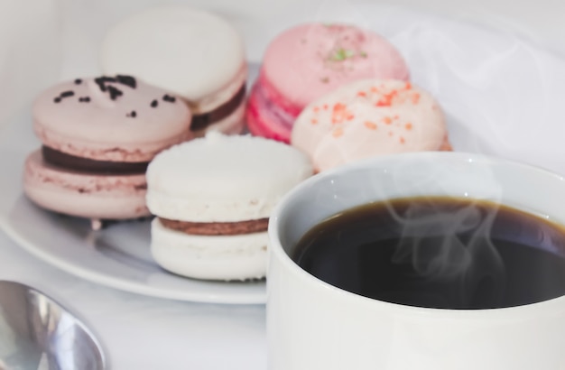 Cake assorted macarons for a gift. Selective focus.