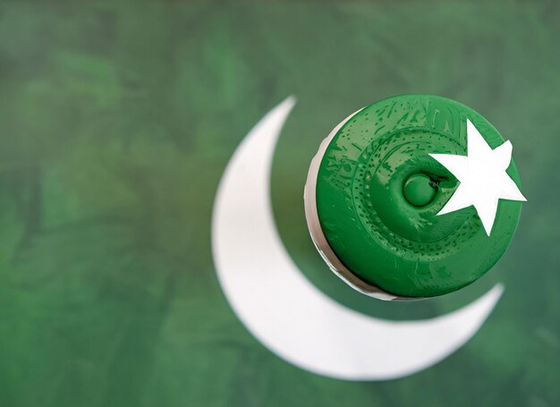 Cake chocolate icecream and air plane with pakistani flag background