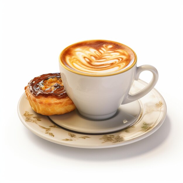 cake and cup of tea on the plate