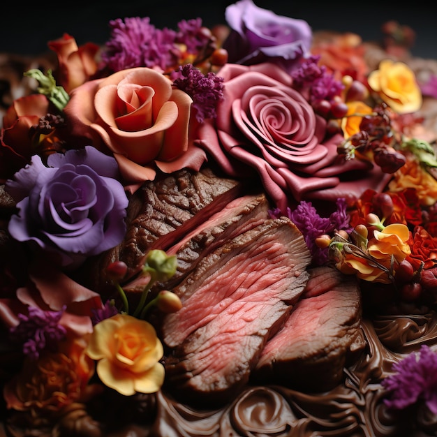 a cake decorated with flowers