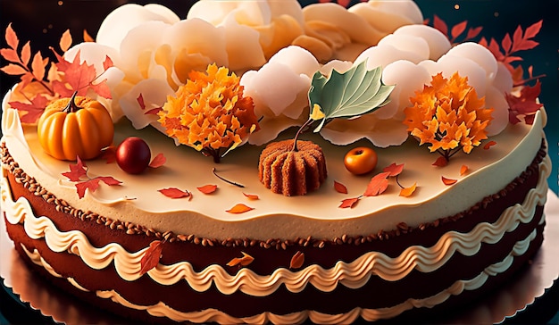 Cake dessert background with autumn style