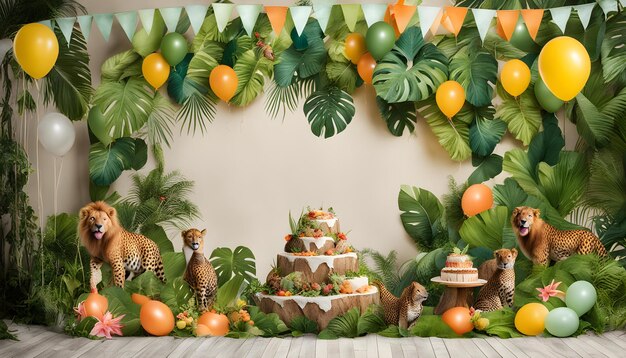 Foto un display di torte con una torta e una torta su di esso