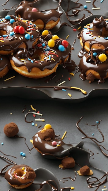 Cake donuts and choco lava illustration