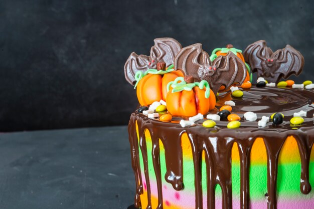 Cake for halloween with chocolate