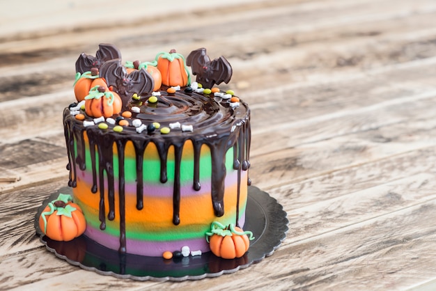 Cake for halloween with chocolate