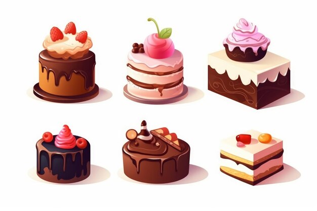 Photo cake icons collection generate ai