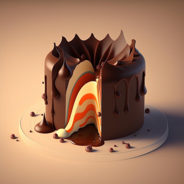 Иллюстрация торта в 3D-стиле генерации AI