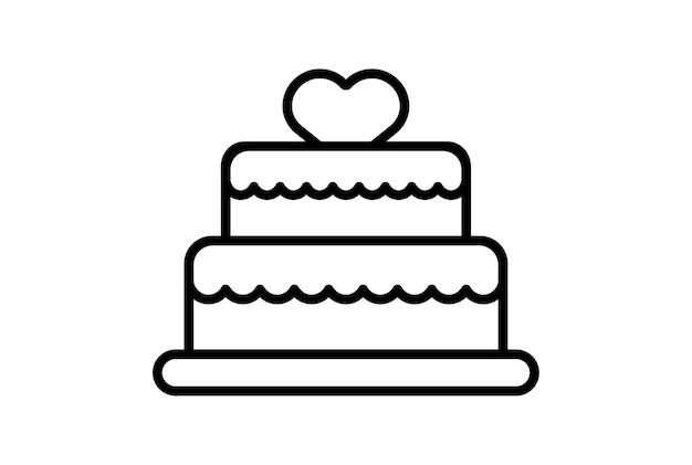 Cake line icon Valentijnsdag teken plat minimalistisch symbool art