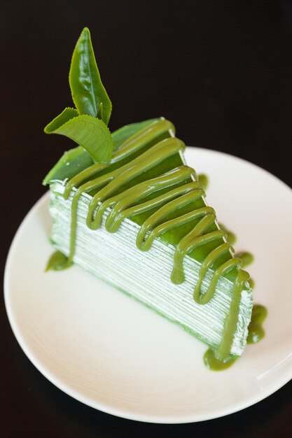 Cake matcha in dish