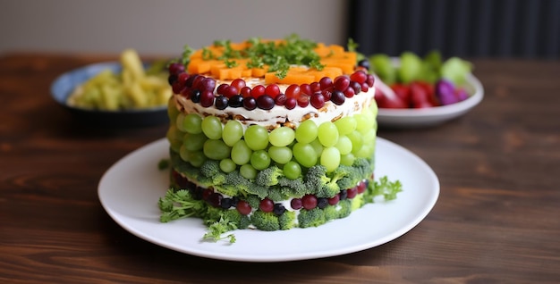 Foto cake met fruit en bessen cake met fruit vegan salad cake