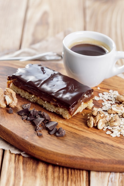 Cake on old wooden background