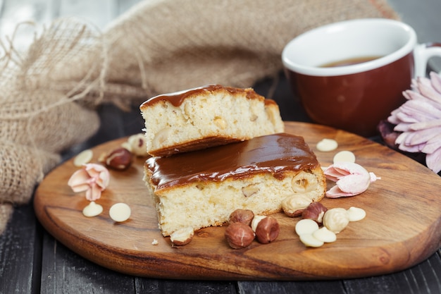 Cake on old wooden  