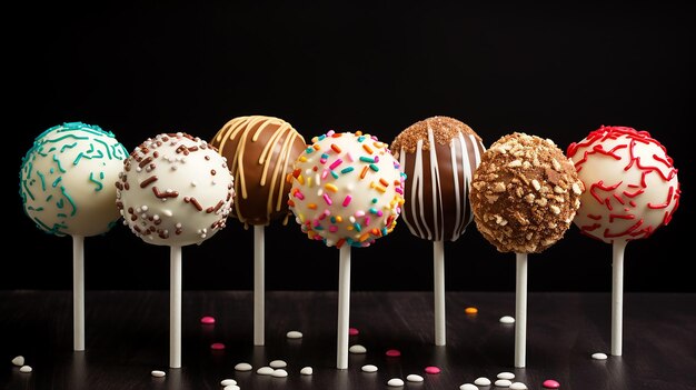 cake pops on dark background