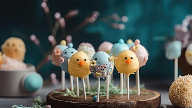 Cake pops met een paasthema Feestdessert Generatieve AI-inhoud