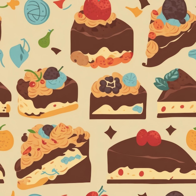 Cake seamless pattern