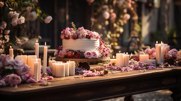 Cake in the table at outdoors