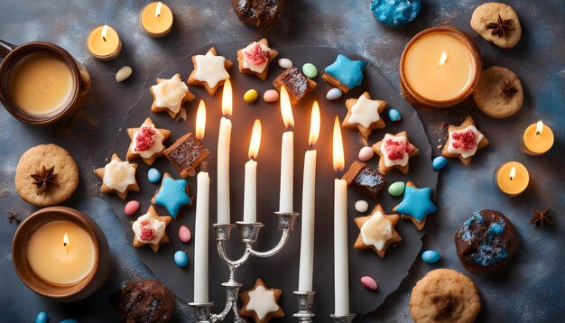 Foto un topper di torta con una candela che dice bambino su di esso