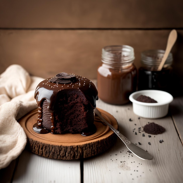 торт с ванилью и шоколадной глазурью Иллюстрации Изображения