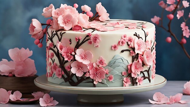 Cake with beautiful floral cake cake design birthday cake weeding floral cake Generative AI