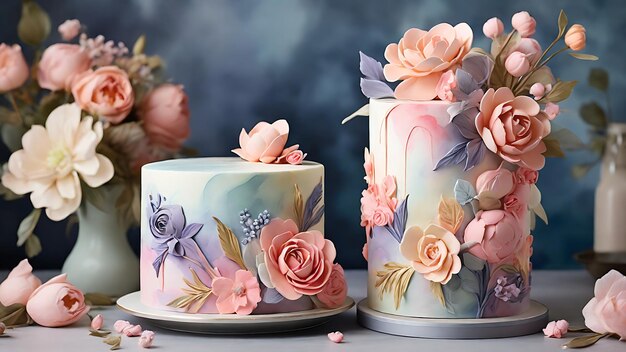 Cake with beautiful floral cake cake design birthday cake weeding floral cake Generative AI