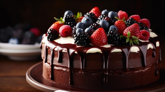 A cake with berries on it