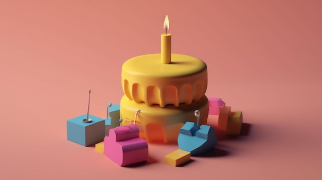 A cake with a candle on it and a candle on it