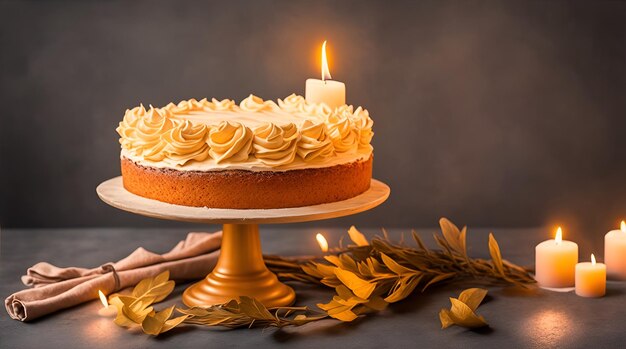 A cake with a candle on it