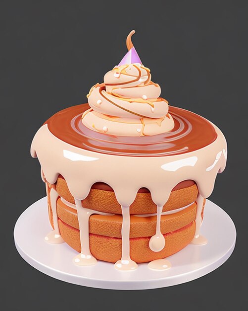 Photo a cake with a caramel on the top and the top of the cake has a caramel topping