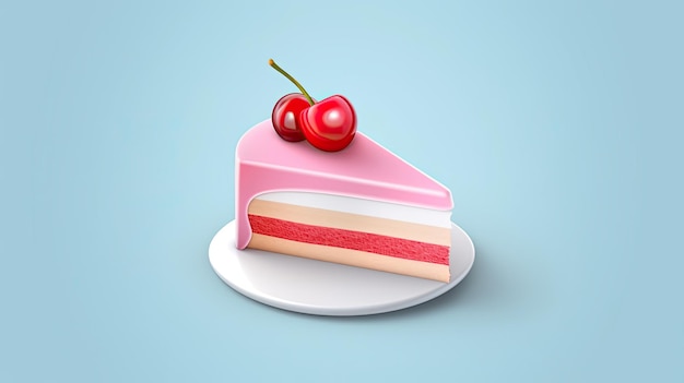 a cake with a cherry on the top is on a plate with a piece of cake on it.