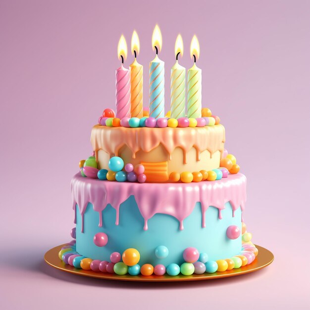 a cake with colorful candies and candles on it