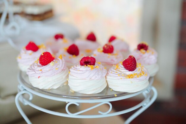 cake with cream and strawberries