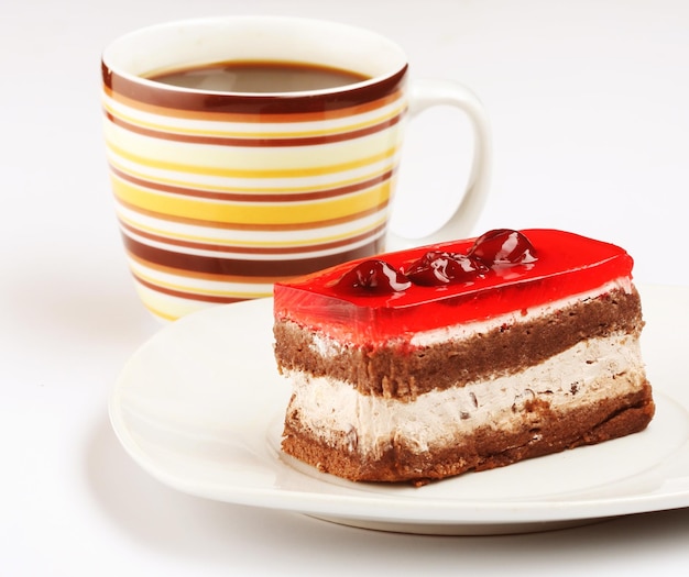 Cake with a cup of coffee