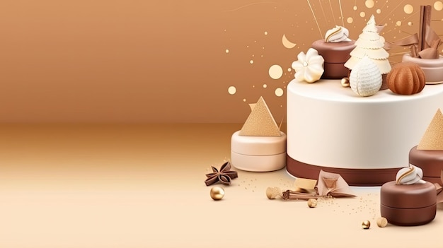 A cake with decorations Web banner with copy space Generative AI
