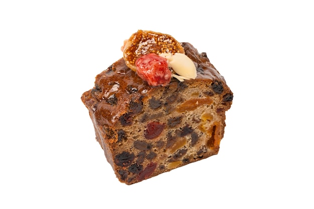 A cake with dried fruits raisins almonds dried strawberry