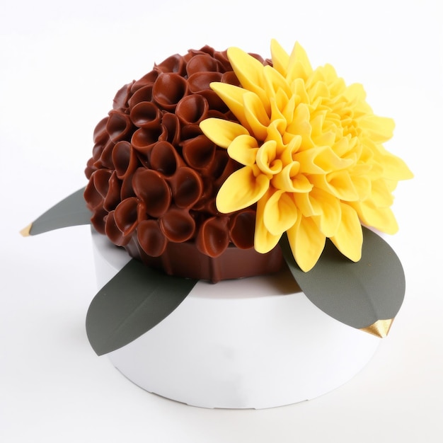 A cake with a flower on it is made by the company of the company.