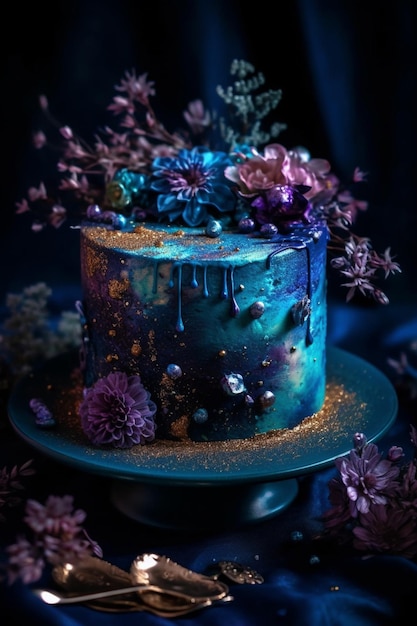 A cake with flowers on it