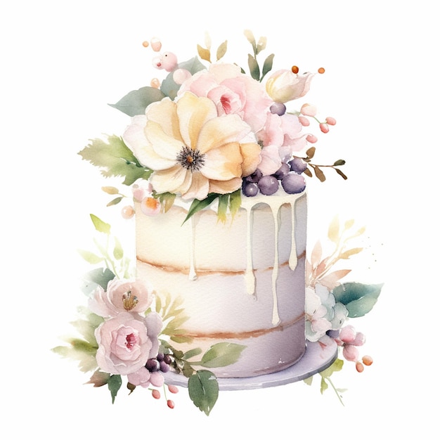 A cake with flowers
