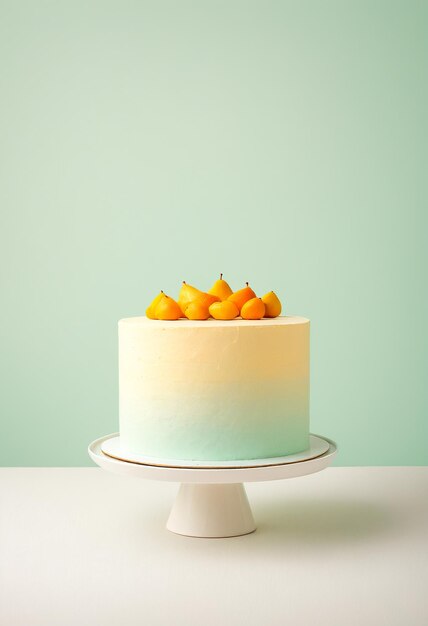 Photo a cake with fruit on it is on a table